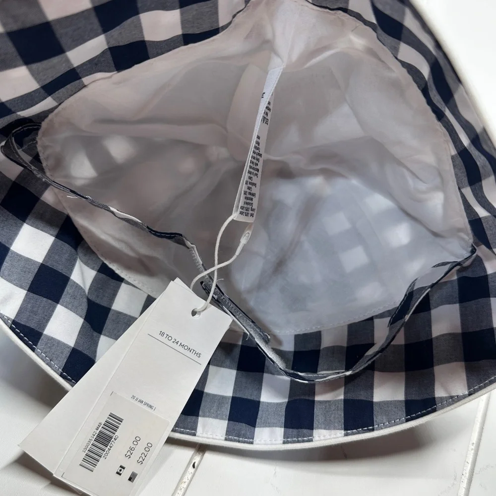 Janie & Jack Baby Girl Boy Bucket Hat White Plaid Check